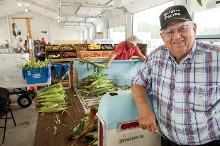 Pete Burgess of Burgess Farms with fresh sweet corn